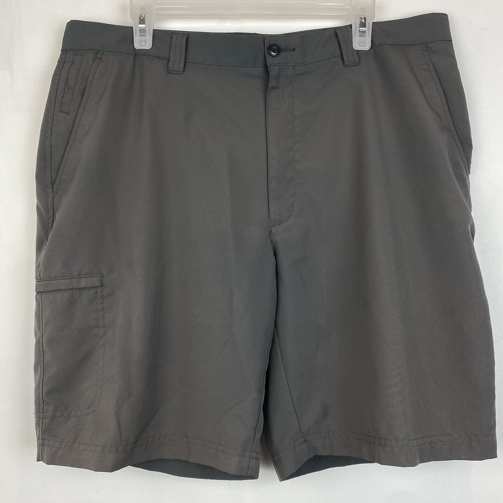 PGA Tour Shorts Mens 38 Golf Gray Pro Series Polyester Inseam 10" Casual Flaw